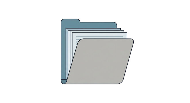 Illustration of open folder with document sheets for data management and file organization vector design on transparent background