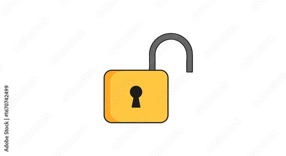 Poster open padlock security unlock safety protection access privacy secure illustration graphic design ele