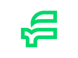 creative F letter logo design with growth for eco branding