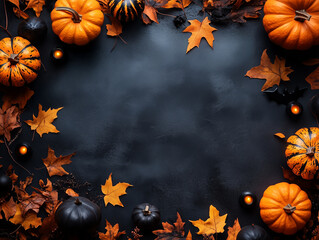 black halloween background with pumpkin