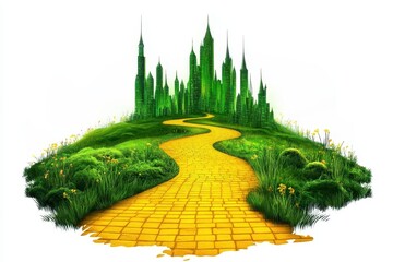 The emerald city beckons along the yellow brick road