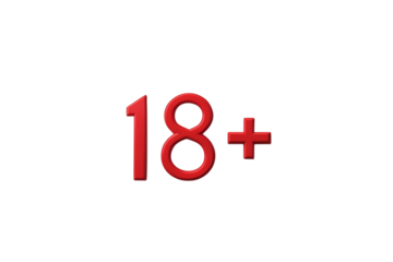 minimalist red '18+' age restriction symbol, no background