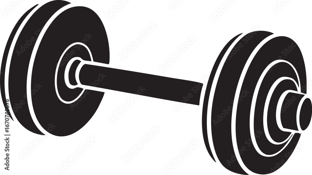 Poster minimal outline vector of a single dumbbell side view black line art