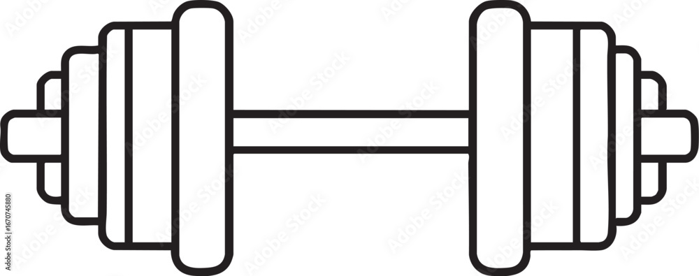 Poster minimal outline vector of a single dumbbell side view black line art