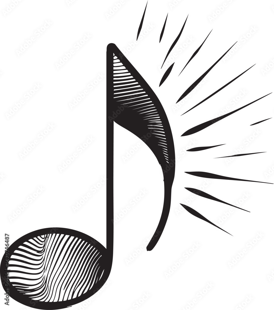 Poster musical note with sound waves. minimalist outline vector for music and sound design
