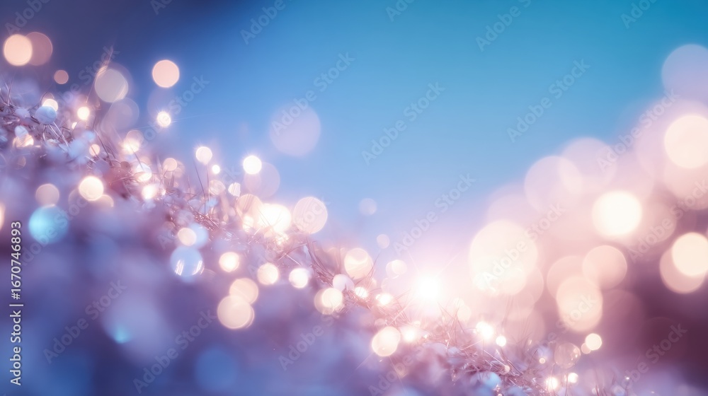 Poster soft glowing lights create a magical atmosphere in a serene setting