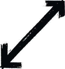 Black diagonal arrow pointing up and to the right with a rough texture