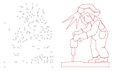 Connect the dots educational drawing game. Dot to dot by numbers puzzle. Google Font Fira Sans Condensed. Road worker is hammering the road with jackhammer.