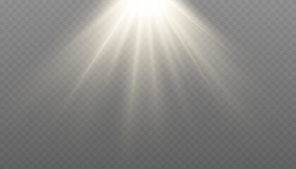 Vector sun light flare effect isolated on transparent background