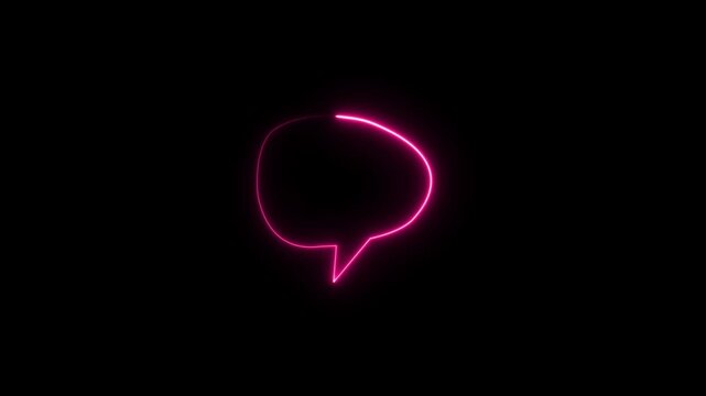  neon  Glowing neon chat icons and message box speech bubbles in bright Glowing neon message box icon animation video notice receive massage animated
