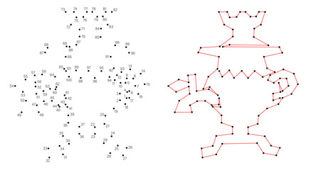 Connect the dots educational drawing game. Dot to dot by numbers puzzle. Google Font Fira Sans Condensed. Russian samovar.