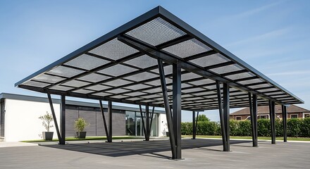 Obraz premium Sleek Modern Metal Carport Design.
