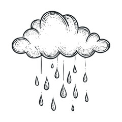 Rain cloud drawing for weather related projects and designs. Vector illustration