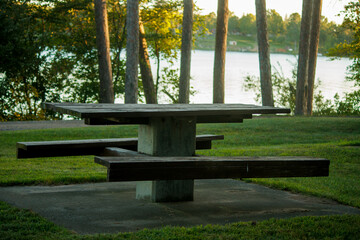 wooden bench in the park