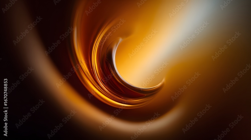 Poster intricate swirling design features warm amber and deep brown tones, creating a captivating abstract 