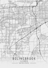 Bolingbrook - Illinois - US Gray Map Art
