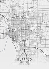 Fototapeta premium Buffalo - New York - US Gray Map Art