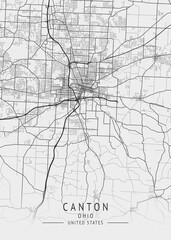 Canton - Ohio - US Gray Map Art