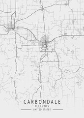 Carbondale - Illinois - US Gray Map Art