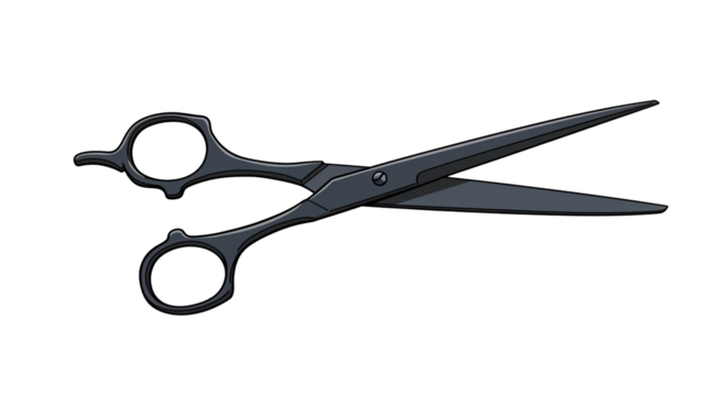 Open cutting shears sharp scissors tool equipment instrument craft design stationery haircutting supplies on transparent background