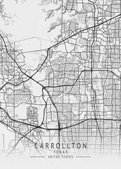 Fototapeta premium Carrollton - Texas - US Gray Map Art