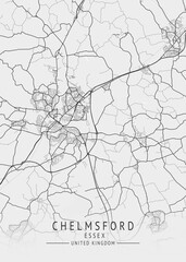 Chelmsford -  Essex UK Gray City Map_491