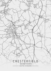 Chesterfield -  Derbyshire UK Gray City Map_045