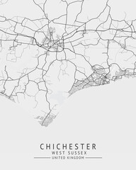 Chichester -  West Sussex UK Gray City Map