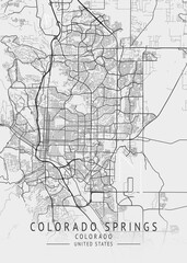 Colorado Springs - Colorado - US Gray Map Art