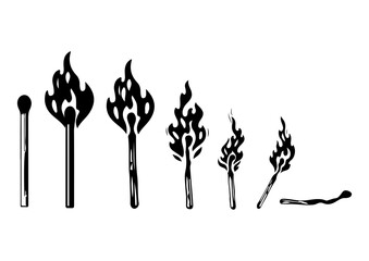 Burning Matchstick Evolution Silhouette