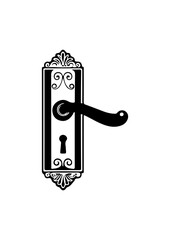 Vintage Door Handle with Keyhole Silhouette