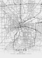 Dayton - Ohio - US Gray Map Art