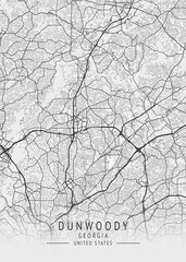 Dunwoody - Georgia - US Gray Map Art