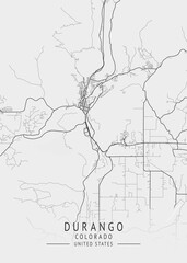 Durango - Colorado - US Gray Map Art