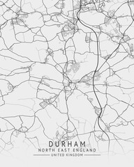 Durham - North East England UK Gray City Map