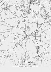 Durham - North East England UK Gray City Map_097