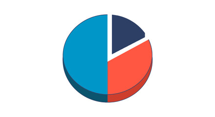 Pie chart data analysis infographic presentation statistics visualization graphic report diagram on transparent background