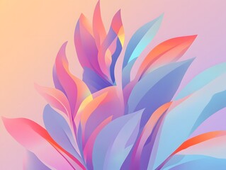 Vibrant Pastel Leaves Abstract Background Design