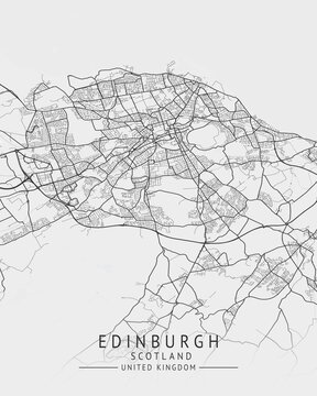Edinburgh -  Scotland UK Gray City Map