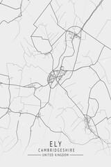 Obraz premium Ely - Cambridgeshire UK Gray City Map_834
