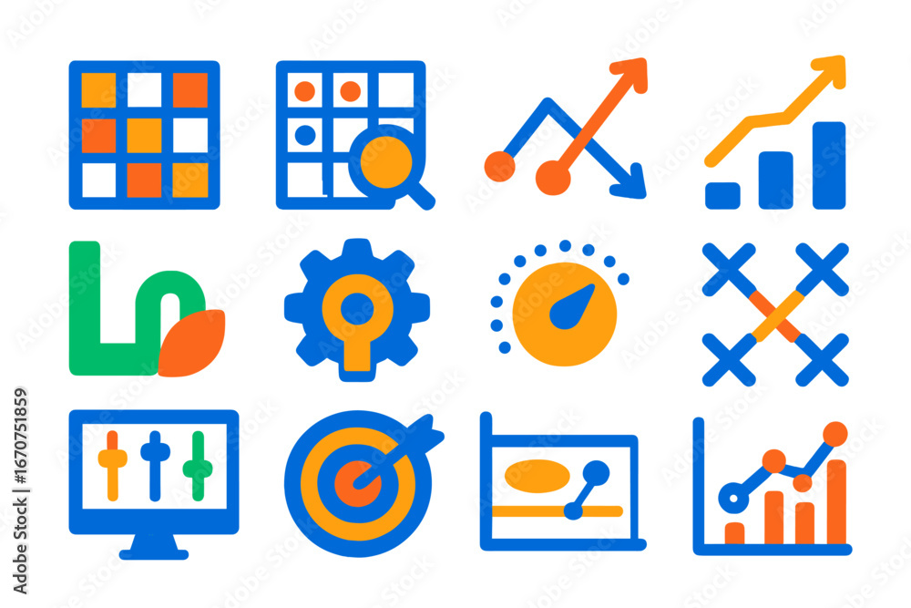 Fototapete set of icons for various computer programs and applications