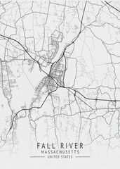 Obraz premium Fall River - Massachusetts - US Gray Map Art
