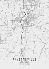 Fototapeta premium Fayetteville - Arkansas - US Gray Map Art