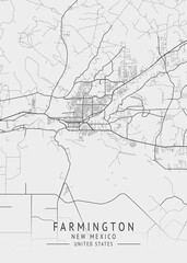 Farmington - New Mexico - US Gray Map Art