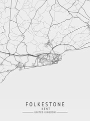 Folkestone -  Kent UK Gray City Map_290