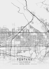 Fototapeta premium Fontana - California - US Gray Map Art