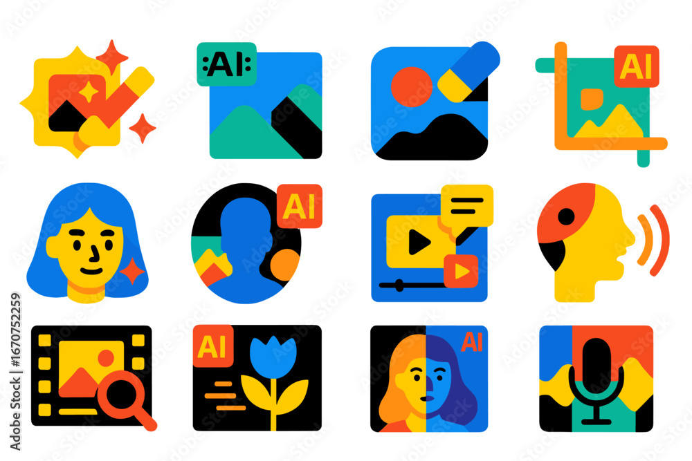 Fototapete set of icons for a computer program