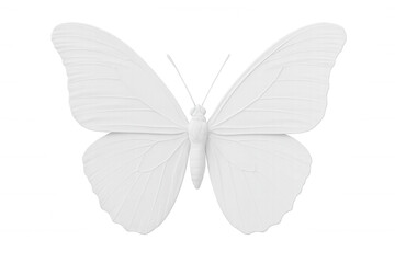 Obraz premium Delicate white butterfly spreading wings, showcasing intricate details against transparent backdrop with precise 3d rendering