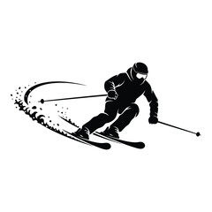 Dynamic silhouette of a skier in action capturing the thrill of winter sports and snowboarding excitement silhouette