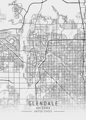 Naklejka premium Glendale - Arizona - US Gray Map Art